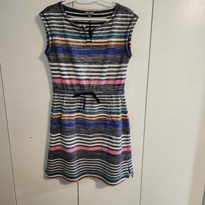 T by Talbots Sleeveless Striped Dress with Kangaroo pocket Size Small Petite